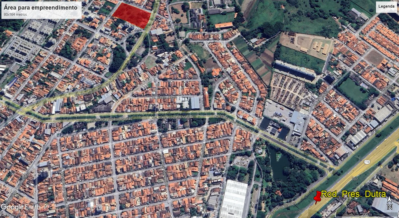 Área à venda com 13.173 m² no bairro Vila São José em Taubaté/SP.