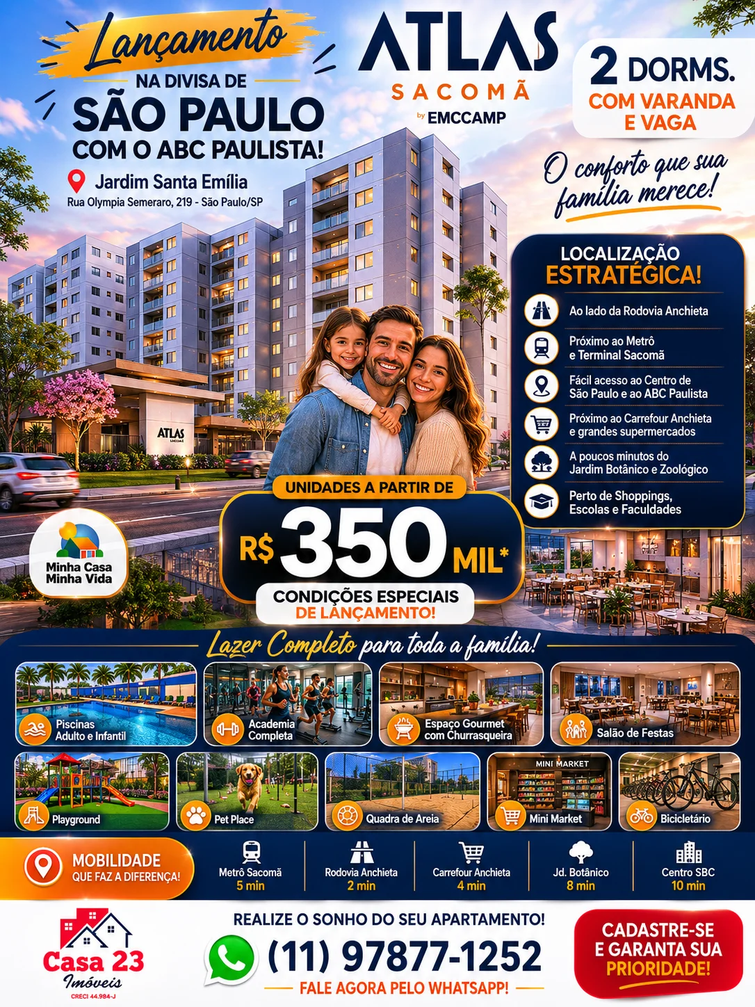 ATLAS SACOMÃ | Apartamentos de 2 Dormitórios com Varanda e Vaga na Divisa de São Paulo com o ABC Paulista — foto 4