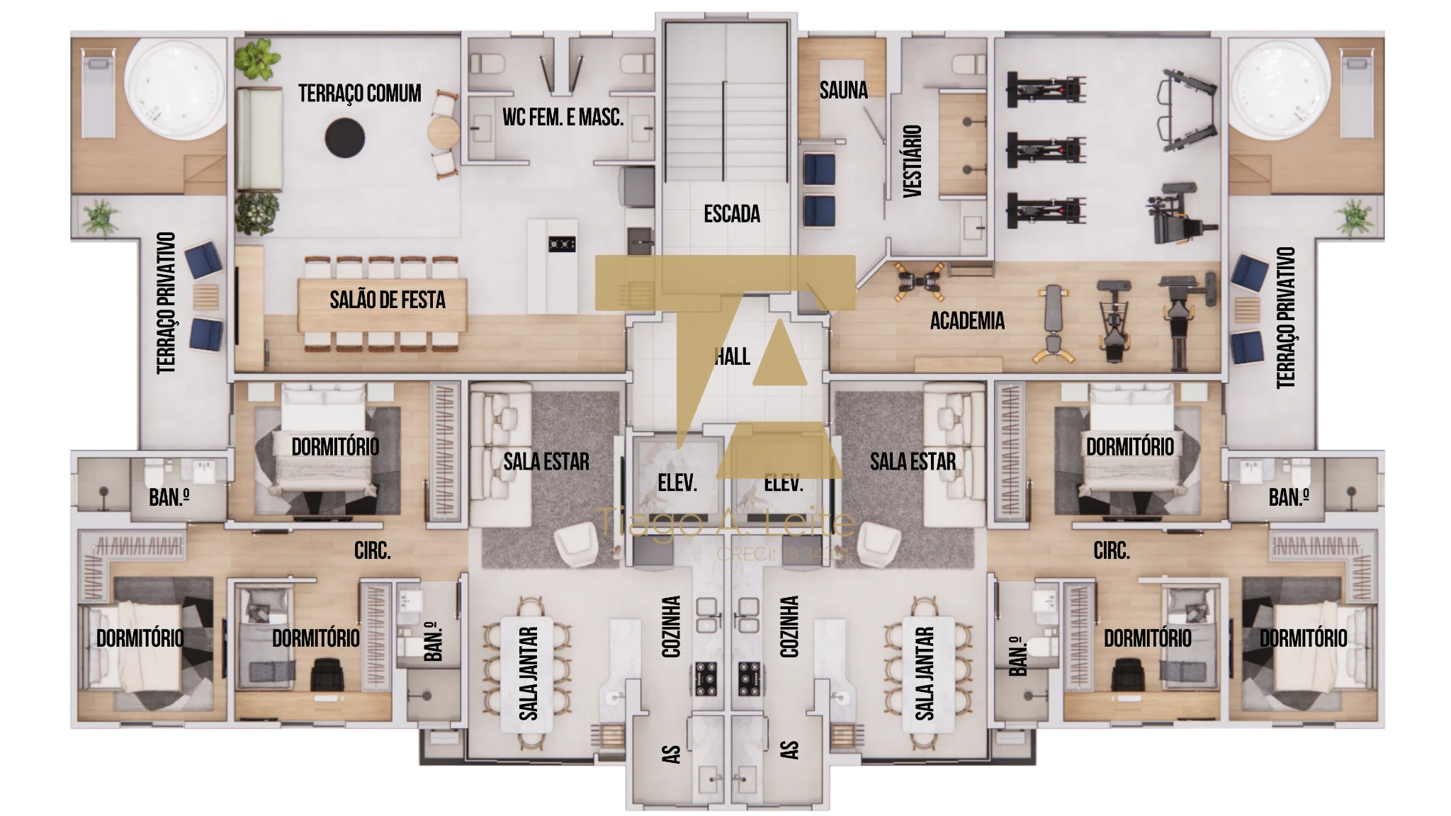 Apartamento 2 Quartos no Triviatto Residence Campo Alegre Pindamonhangaba (68,50 m²)