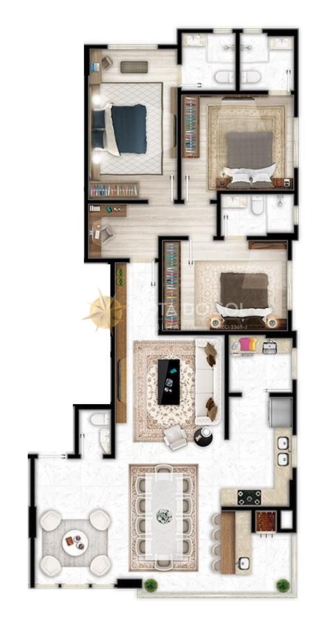 Residencial La Victoria apartamento 3 Suítes e 3 Vagas em Meia Praia Itapema SC