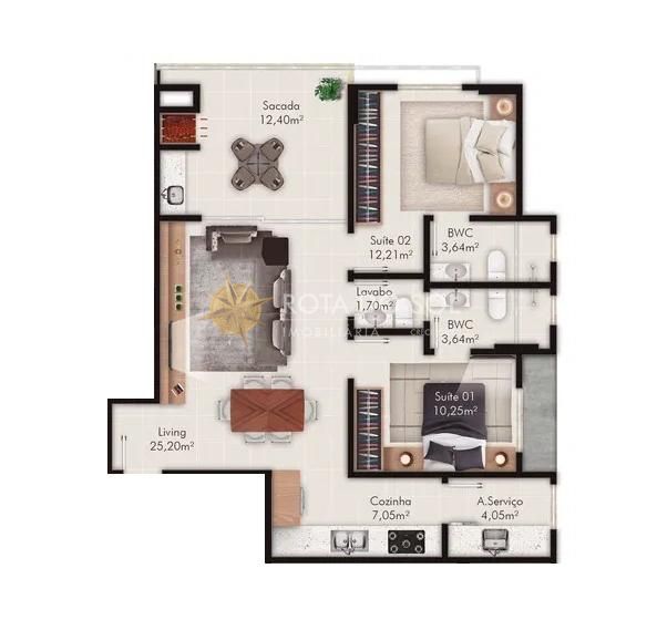 Residencial Portal 246 Apartamento 2 Suítes e 2 Vagas em Meia Praia Itapema SC — foto 9
