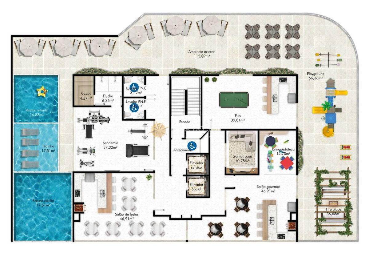 Píer Monte Carlo Apartamento Vista Mar 3 Suítes em Perequê Porto Belo Sc — foto 12
