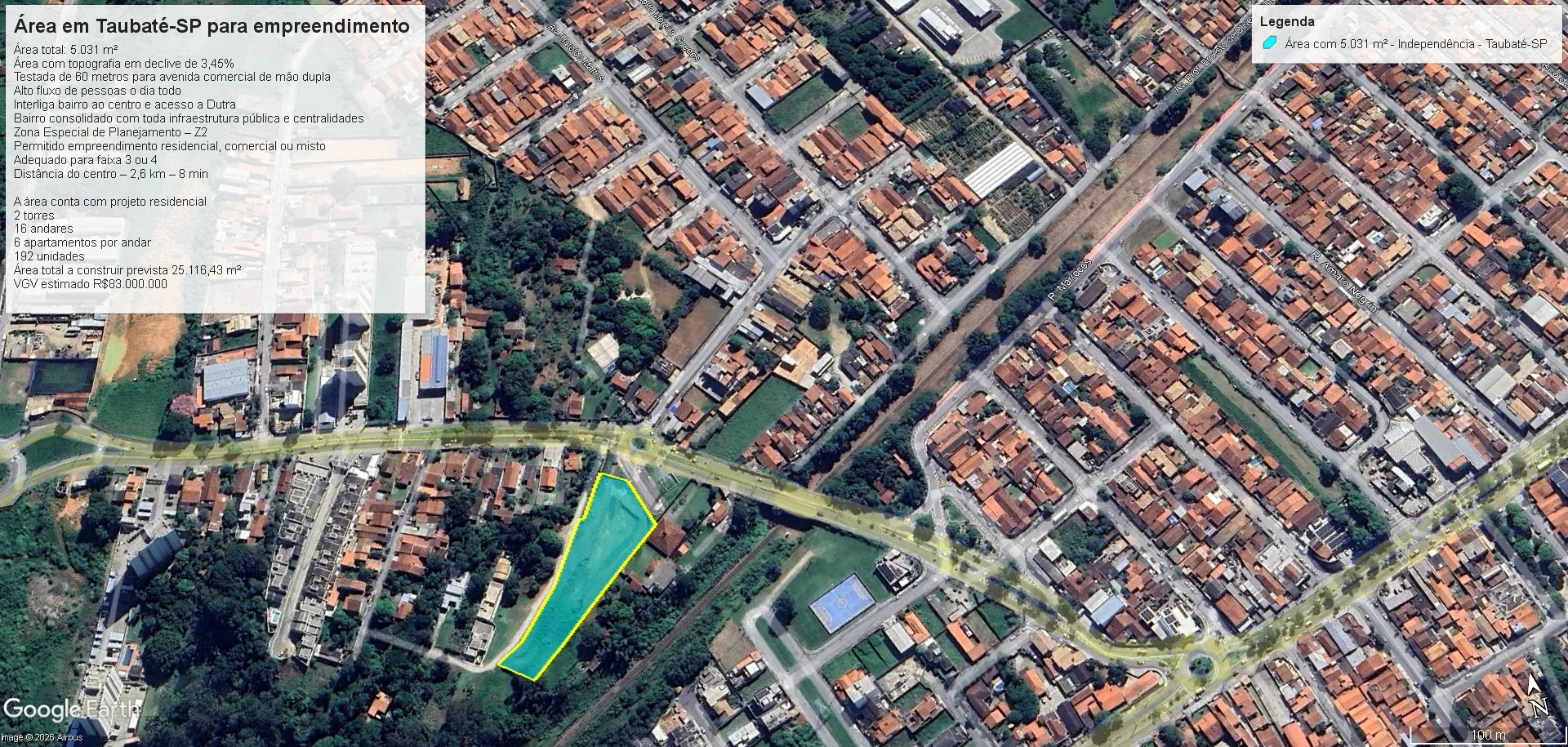 Área para empreendimento e residencial à venda no bairro Independência em Taubaté/SP