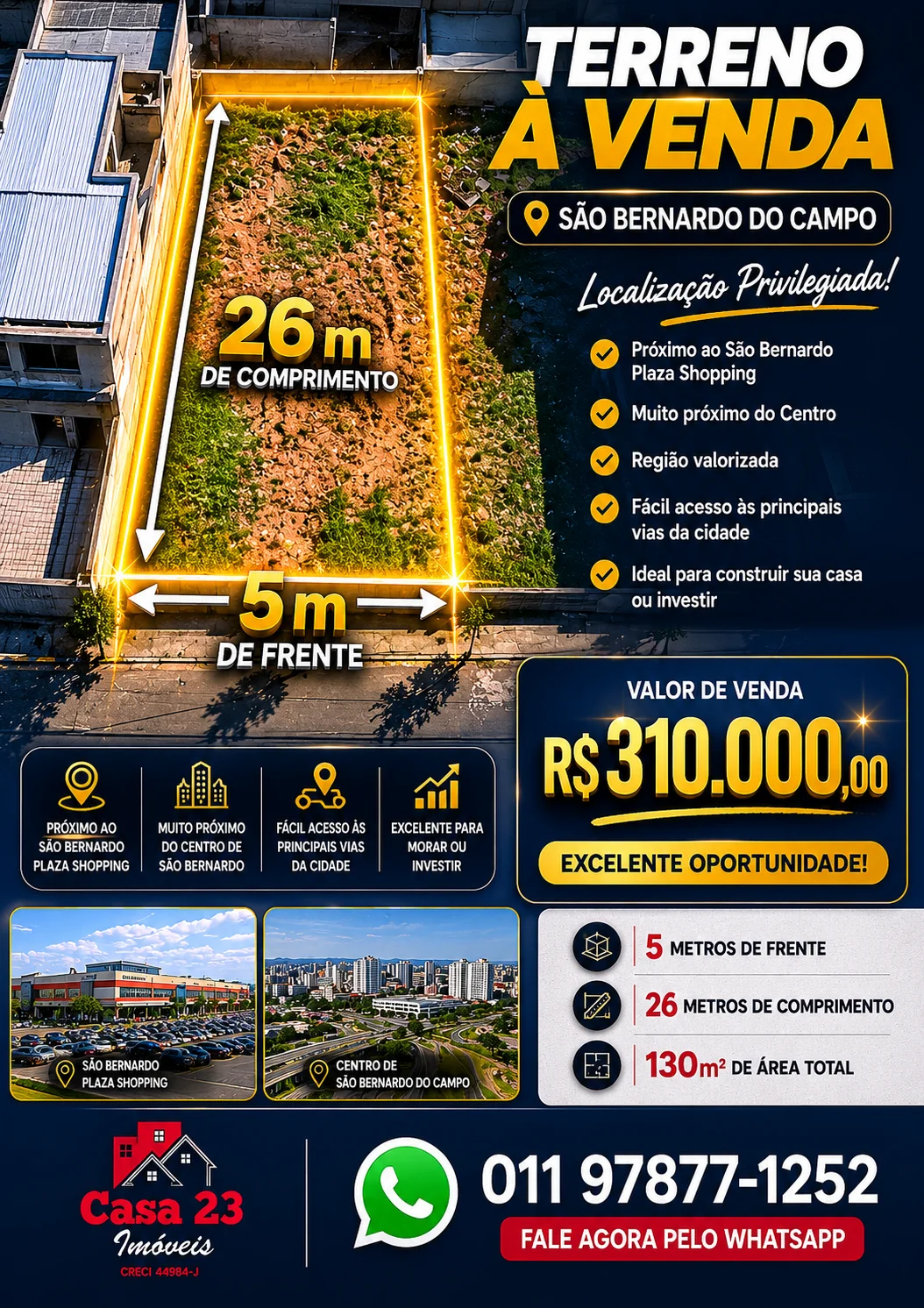 Terreno à Venda em São Bernardo do Campo | 130m² | Próximo ao São Bernardo Plaza Shopping — foto 2