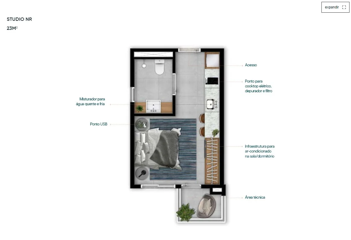 Studio na Vila Clementino - 22m²