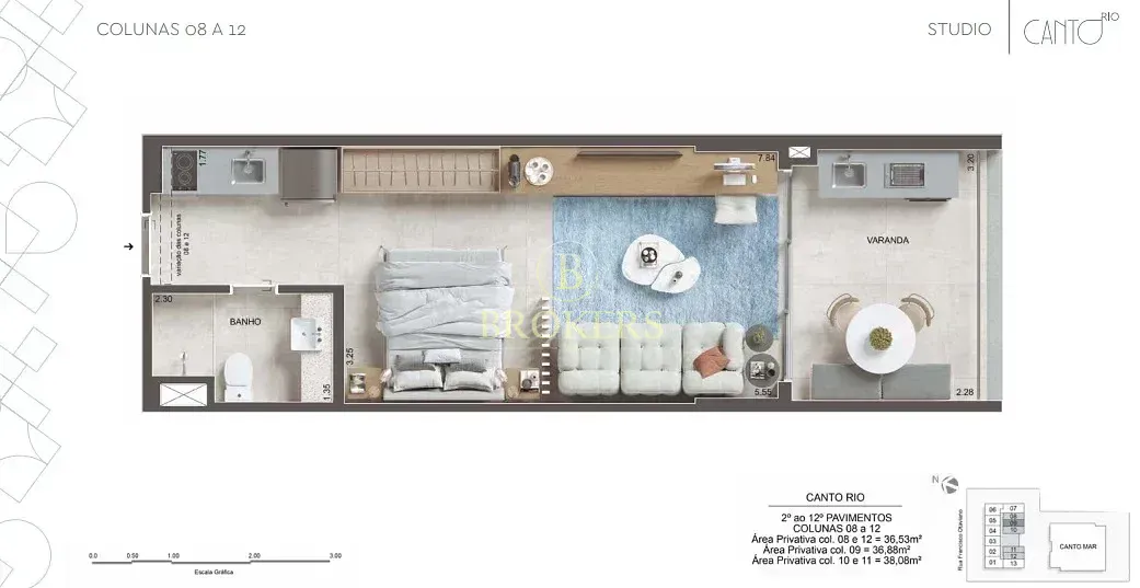 Studio à venda, Copacabana, Rua Francisco Otaviano - Stúdio Condomínio Canto Rio - 39 m² - Infraest — foto 26
