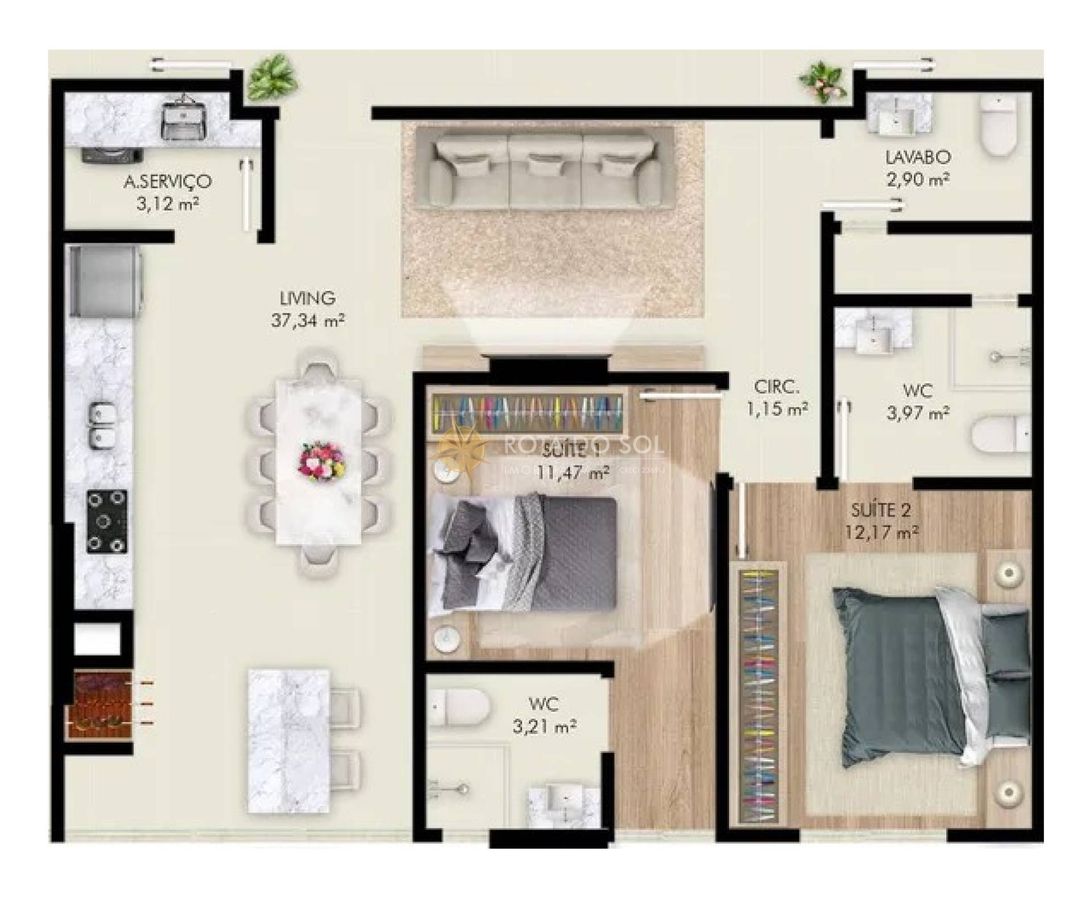 Province di Trento Apartamento com 2 Suítes e 2 Vagas Perequê