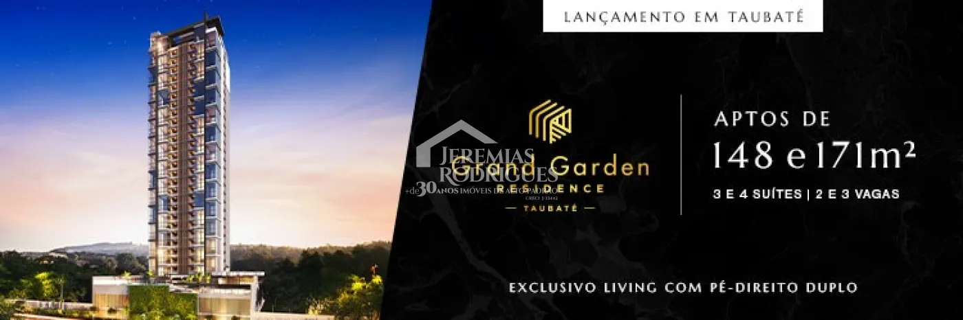 Apartamentos à venda com 3 e 4 suítes, 148 m² e 171 m² no Condomínio Grand Garden Residence em Taubaté/SP.