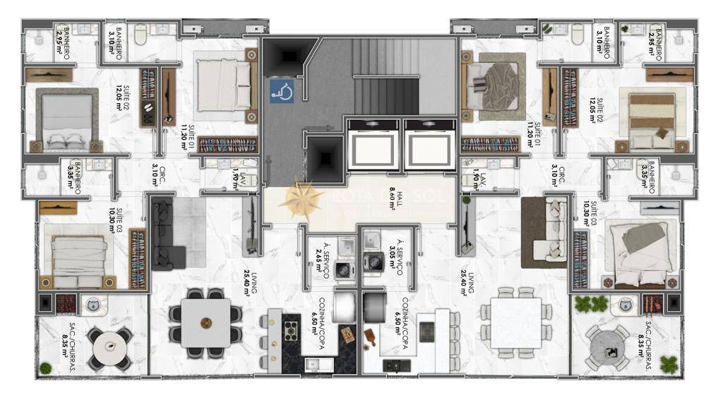 Residencial Seth Apartamento 3 Suítes e 2 Vagas em Meia Praia Itapema/Sc