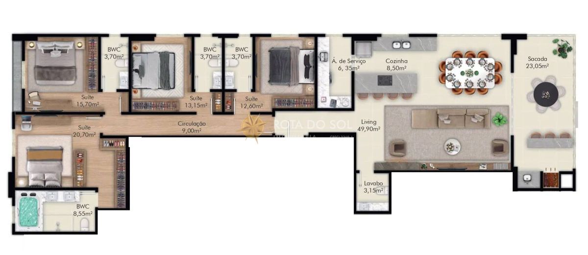 Miraggio Del Mare apartamento com 4 suítes e 3 vagas na Meia Praia — foto 18