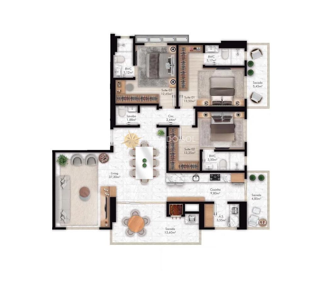 Residencial Santiago Apartamento 3 Suítes e 2 Vagas na Meia Praia Itapema SC — foto 15