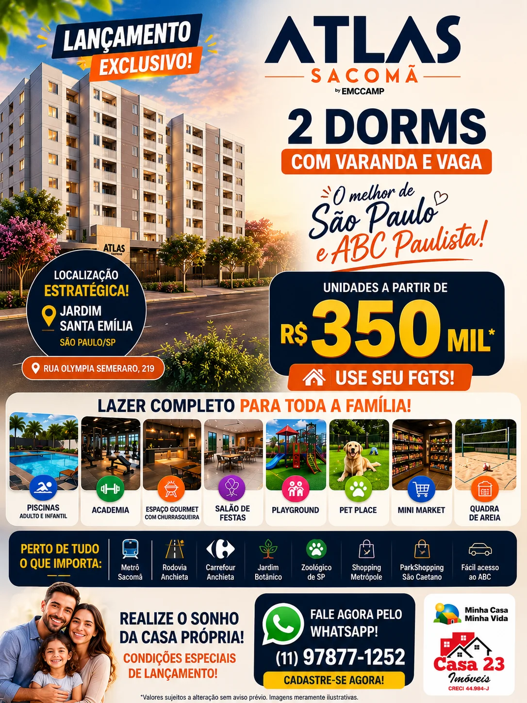 ATLAS SACOMÃ | Apartamentos de 2 Dormitórios com Varanda e Vaga na Divisa de São Paulo com o ABC Paulista — foto 2