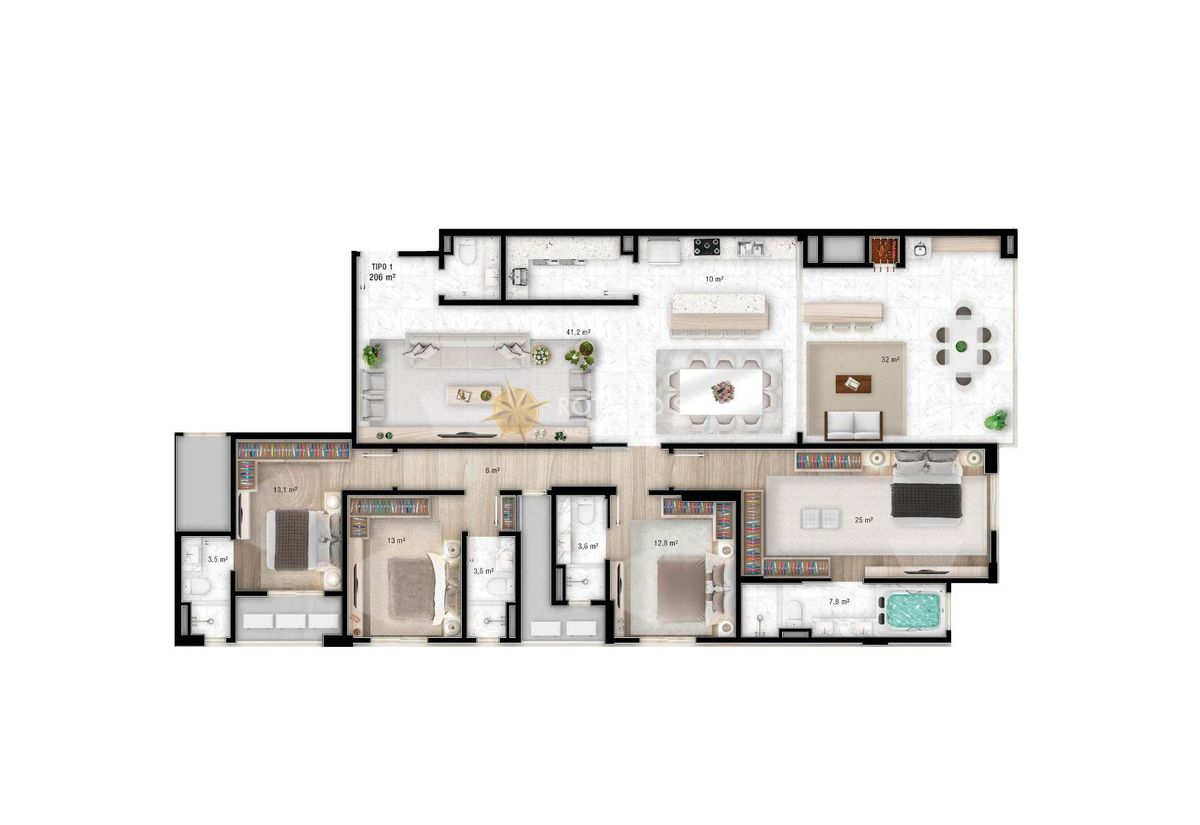 Palais Royal Apartamento Vista Mar 4 Suítes em Perequê Porto Belo SC — foto 17