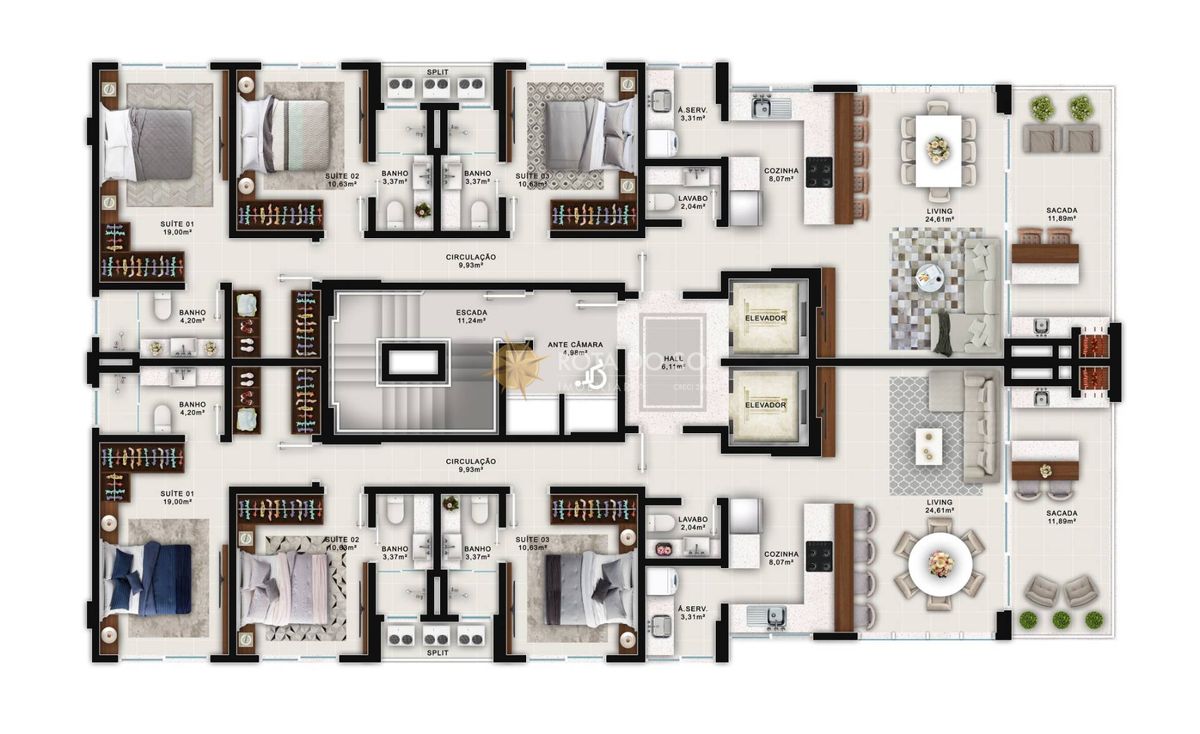 Residencial Copenhagen Apartamento 3 Suítes e 2 Vagas na Meia Praia Itapema SC — foto 24