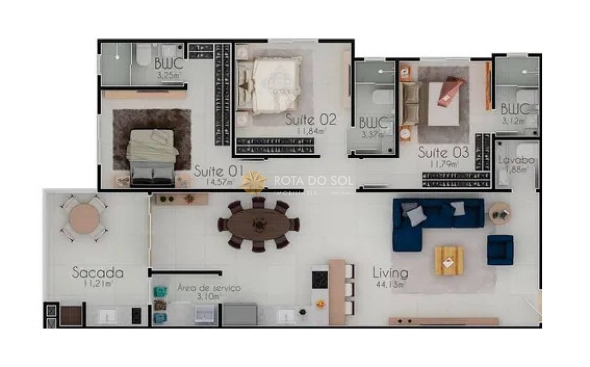 Zurich Apartamento Mobiliado 3 Suítes Meia Praia Itapema SC — foto 35