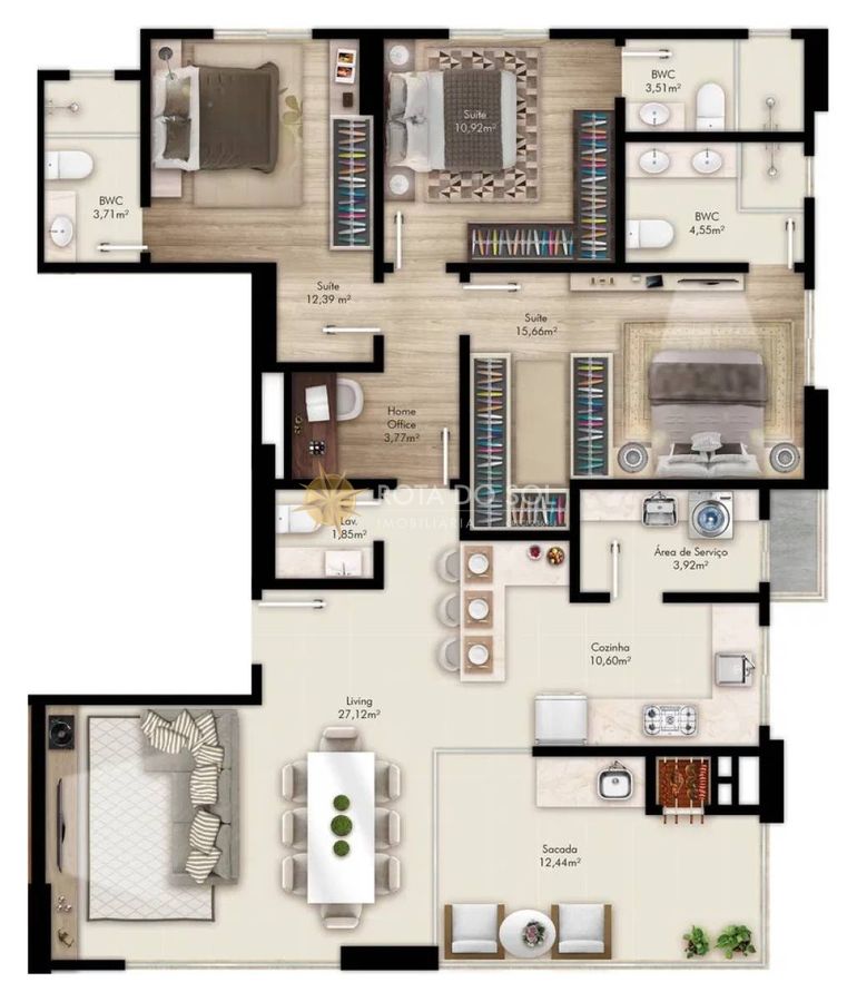 Fiori Del Mare Apartamento 3 Suítes e 2 Vagas em Meia Praia Itapema SC