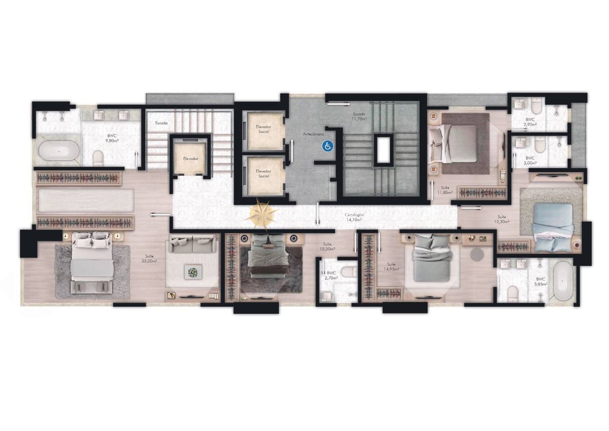Palazzo Royale Duplex Quadra Mar 5 Suítes Meia Praia Itapema SC — foto 19